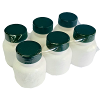 Pack de tarros plásticos envueltos con film OPTI termocontraible para embalaje