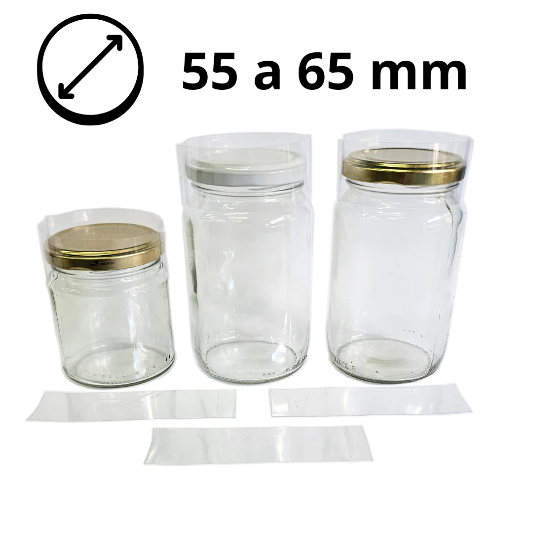 Precinto termocontraíble para frasco con un diametro de tapa de 55 a 65 mm